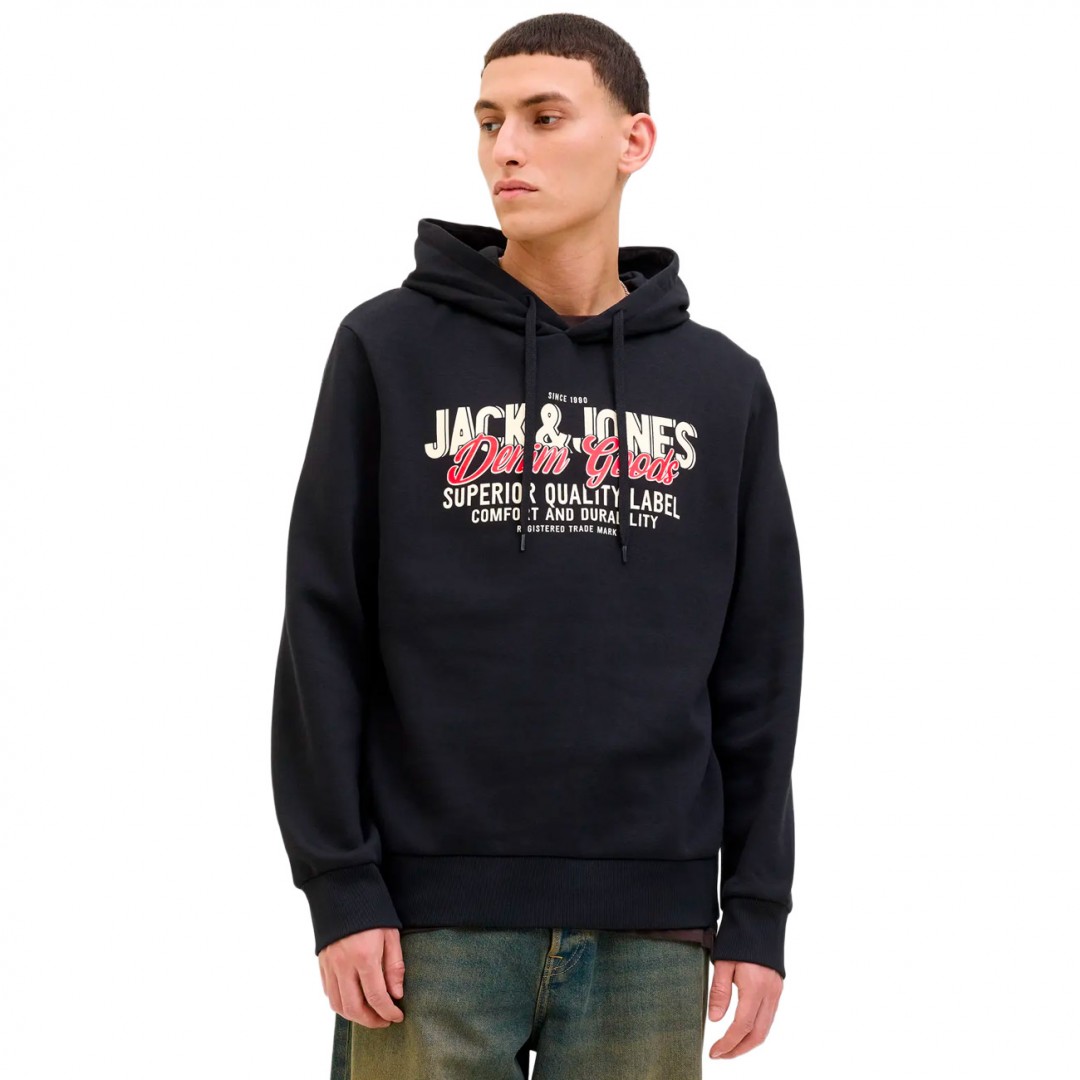 JACK & JONES JJELOGO SWEAT HOOD 2 COL 25/26 NOOS 12279649-4783785 Μαύρο