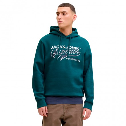 JACK & JONES JJELOGO SWEAT HOOD 2 COL 25/26 NOOS 12279649-4917176 Petrol