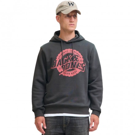 JACK & JONES JPRBLUBARON SWEAT HOOD FST 12288087-BLACK SAND Μαύρο