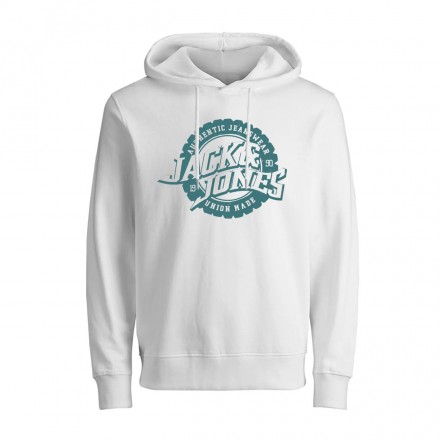 JACK & JONES JPRBLUBARON SWEAT HOOD FST 12288087-WHITE Λευκό