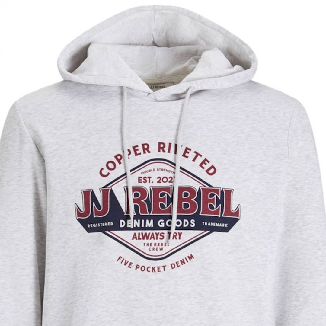 JJ REBEL JREBCASPER SWEAT HOOD 12266364-WHITE MELANGE Λευκό