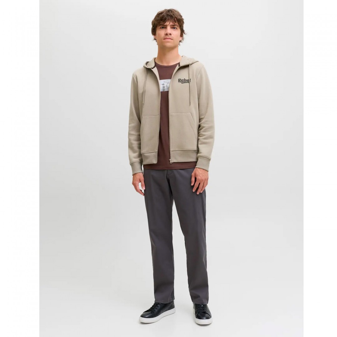 JJ REBEL JREBRAKIM SWEAT ZIP HOOD 12279424-ROASTED CASHEW Μπέζ