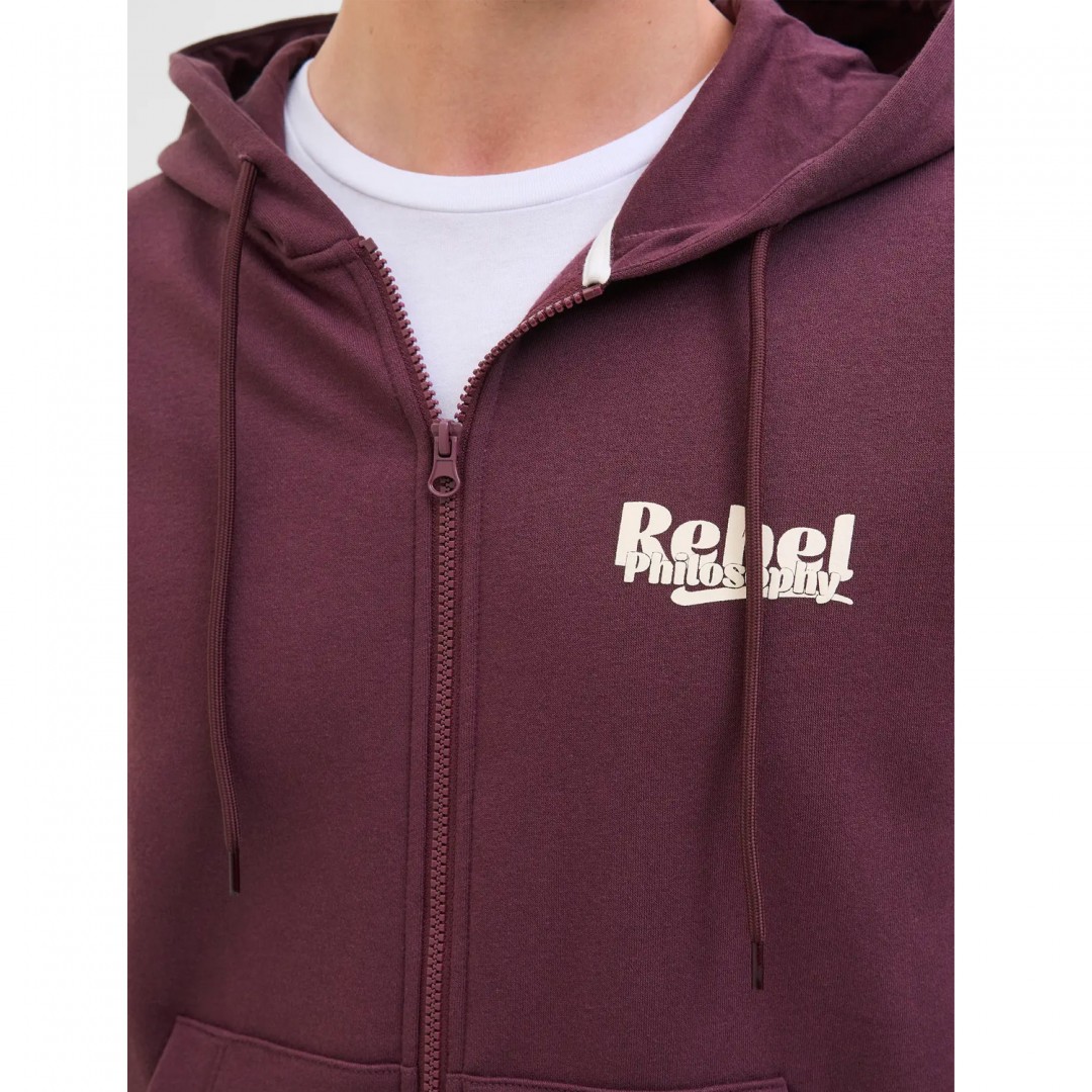 JJ REBEL JREBRAKIM SWEAT ZIP HOOD 12279424-VINEYARD WINE Μπορντό