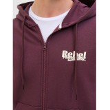 JJ REBEL JREBRAKIM SWEAT ZIP HOOD 12279424-VINEYARD WINE Μπορντό Εικόνα 1