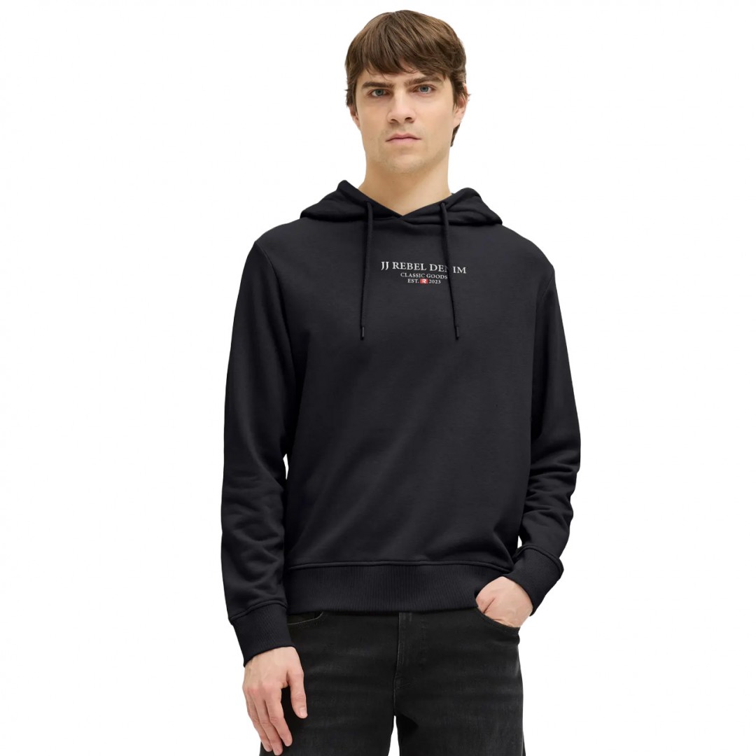 JJ REBEL JEANS PRINT SWEAT HOOD SN 12268879-BLACK Μαύρο