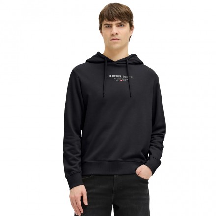 JJ REBEL JEANS PRINT SWEAT HOOD SN 12268879-BLACK Μαύρο
