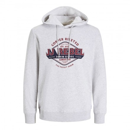JJ REBEL JREBCASPER SWEAT HOOD 12266364-WHITE MELANGE Λευκό
