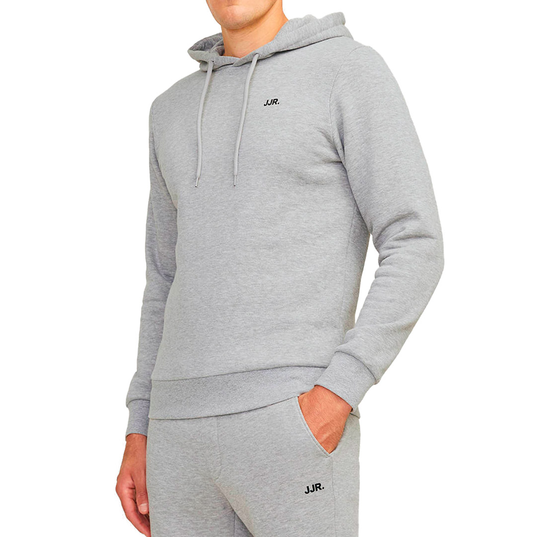 JJ REBEL  LOGO SWEAT HOOD 12263852-LIGHT GREY MELANGE Γκρί