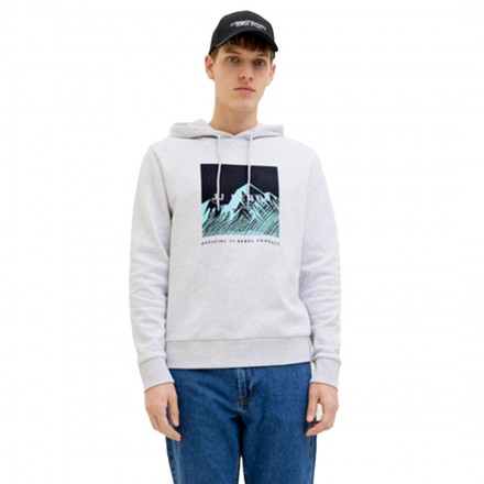 JJ REBEL RAVEN SWEAT HOOD 12266380-WHITE MELANGE Λευκό