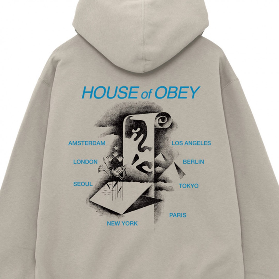 OBEY PYRAMID SCROLL FLEECE 112844272-MNS Ecru