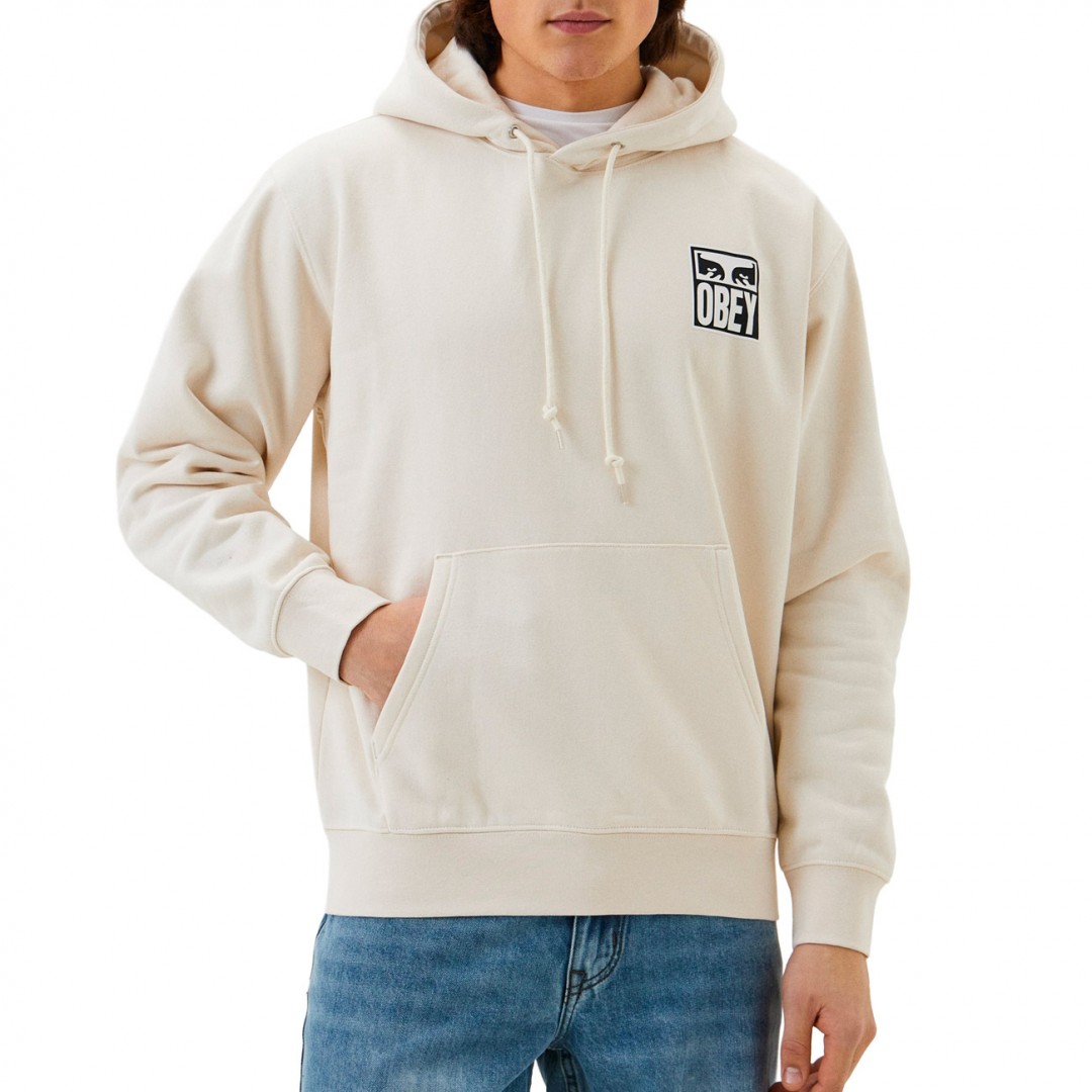 OBEY EYES ICON HOOD FLEECE 112843126-MNS Ecru