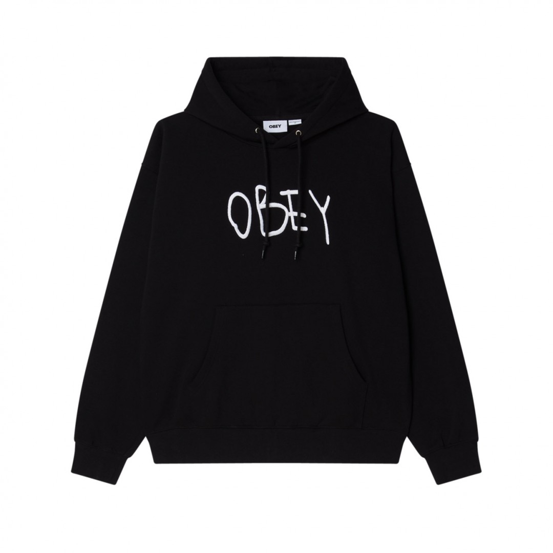 OBEY SCRIBBLE HOOD FLEECE 112470261-BLK Black