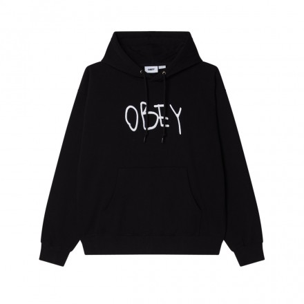 OBEY SCRIBBLE HOOD FLEECE 112470261-BLK Black