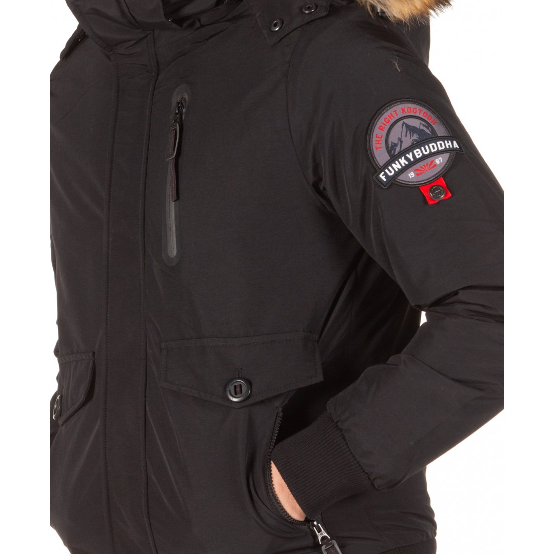 FUNKY BUDDHA MEN'S CASUAL JACKET FBM018-01219-BLACK Black