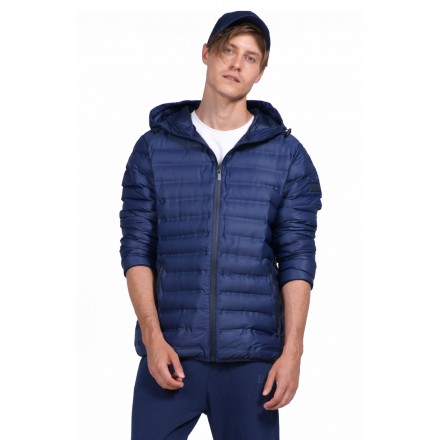 BODY ACTION MEN QUILT PADDED JACKET WITH HOOD 073926-01-04K Μπλε