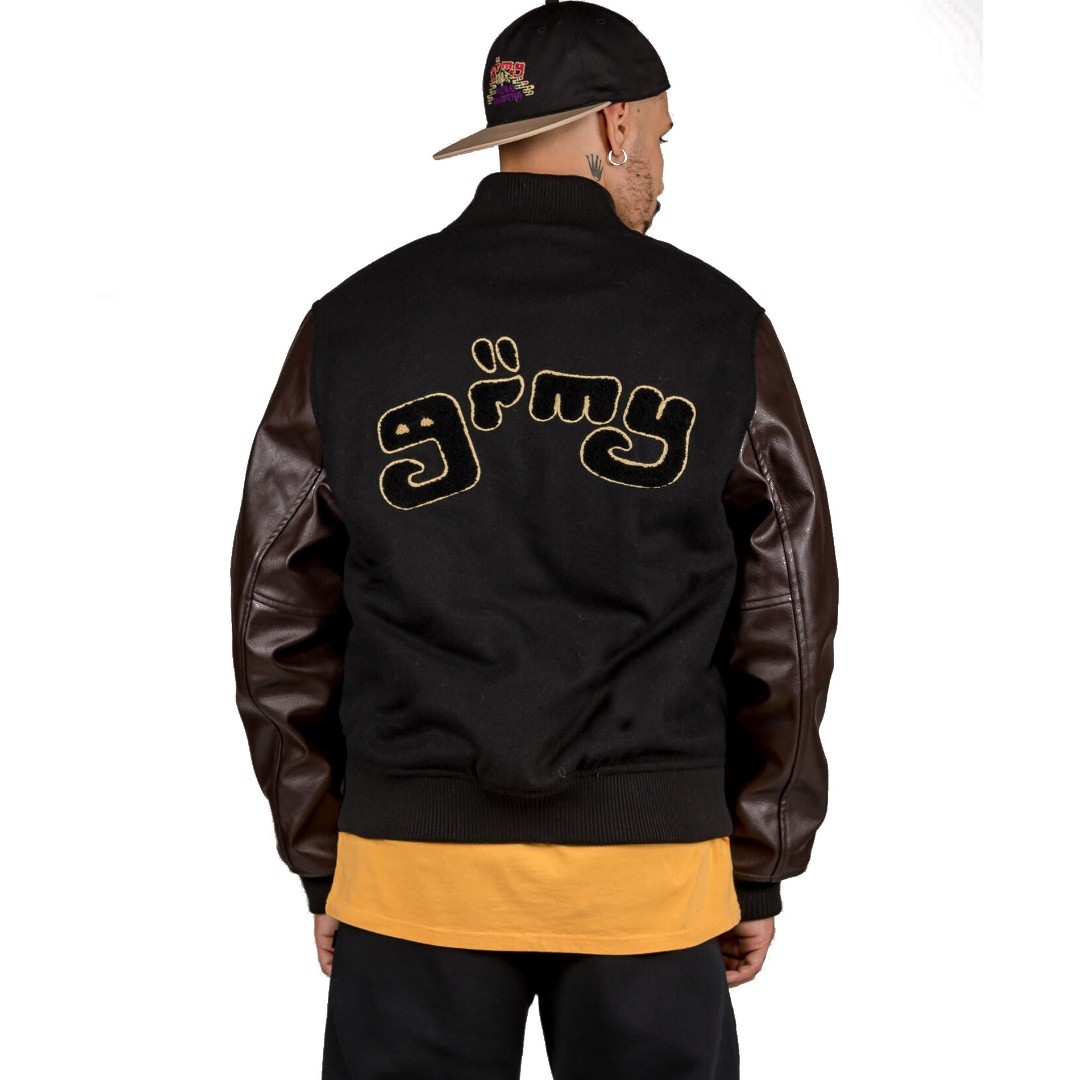 GRIMEY LUST MANTRA WOOL BASEBALL JACKET GBJK147-BLK Black