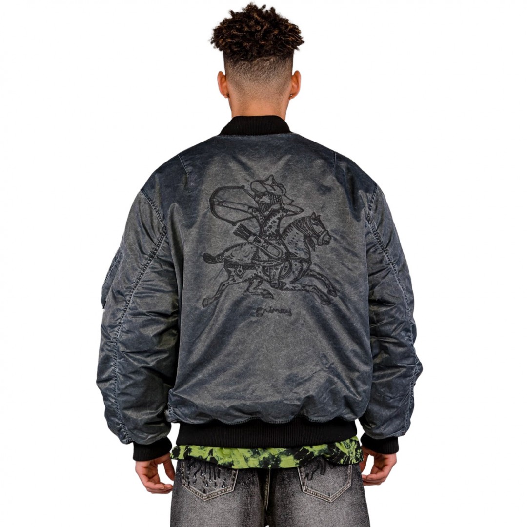 GRIMEY THE CLOUT WASHED BOMBER JACKET GBJ164-WBLK Μαύρο