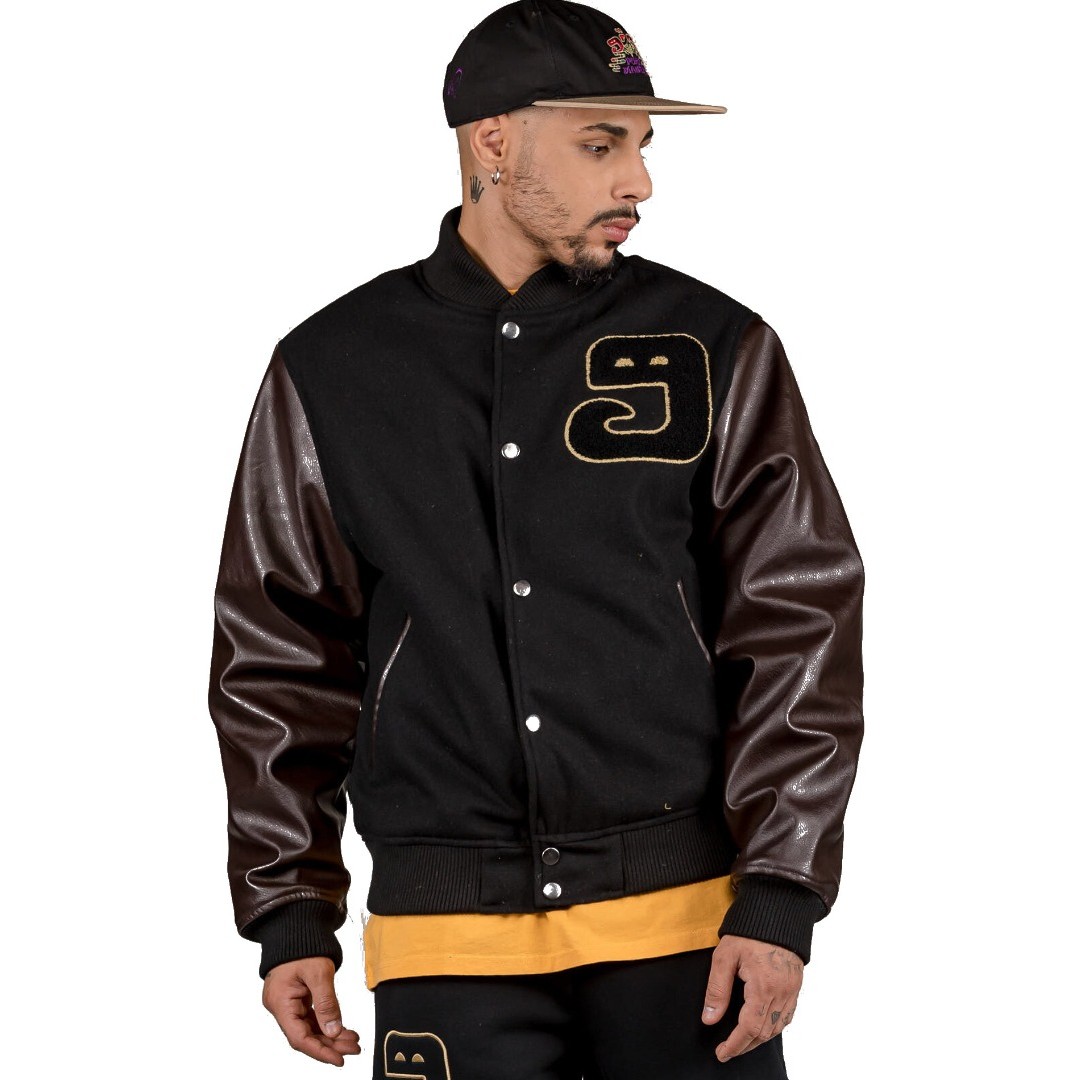 GRIMEY LUST MANTRA WOOL BASEBALL JACKET GBJK147-BLK Black