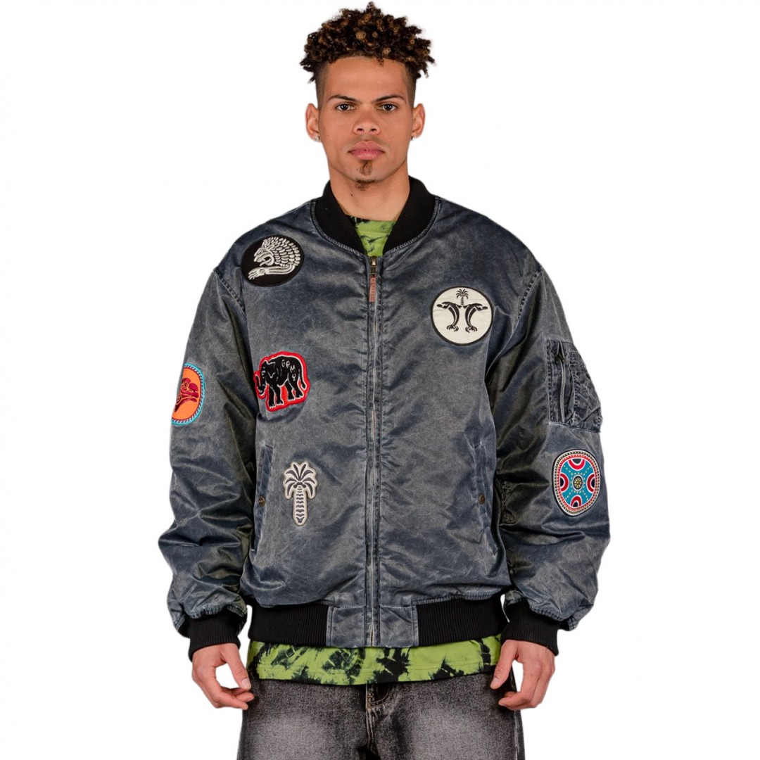 GRIMEY THE CLOUT WASHED BOMBER JACKET GBJ164-WBLK Μαύρο