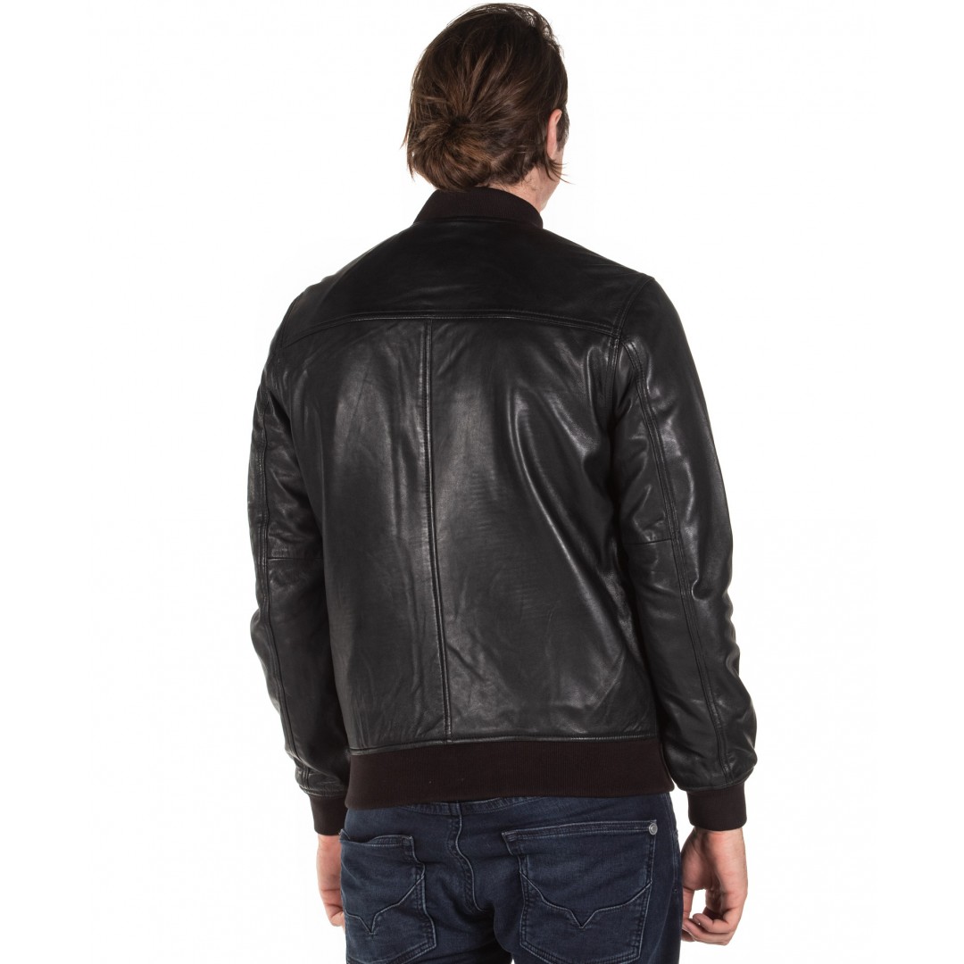 SUPERDRY LEATHER FLIGHT BOMBER JACKET M5000061A-02A Black