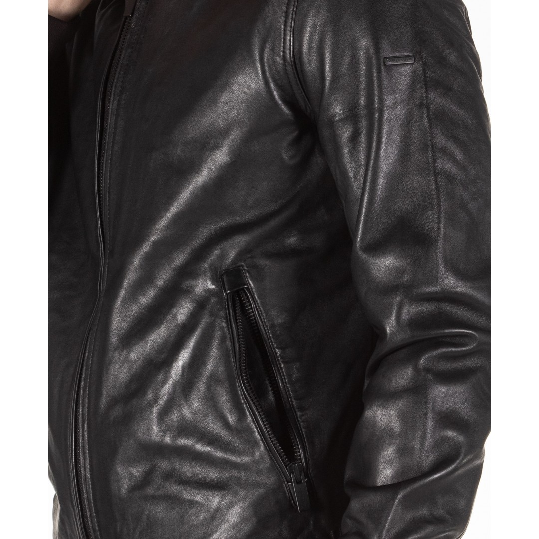 SUPERDRY LEATHER FLIGHT BOMBER JACKET M5000061A-02A Black