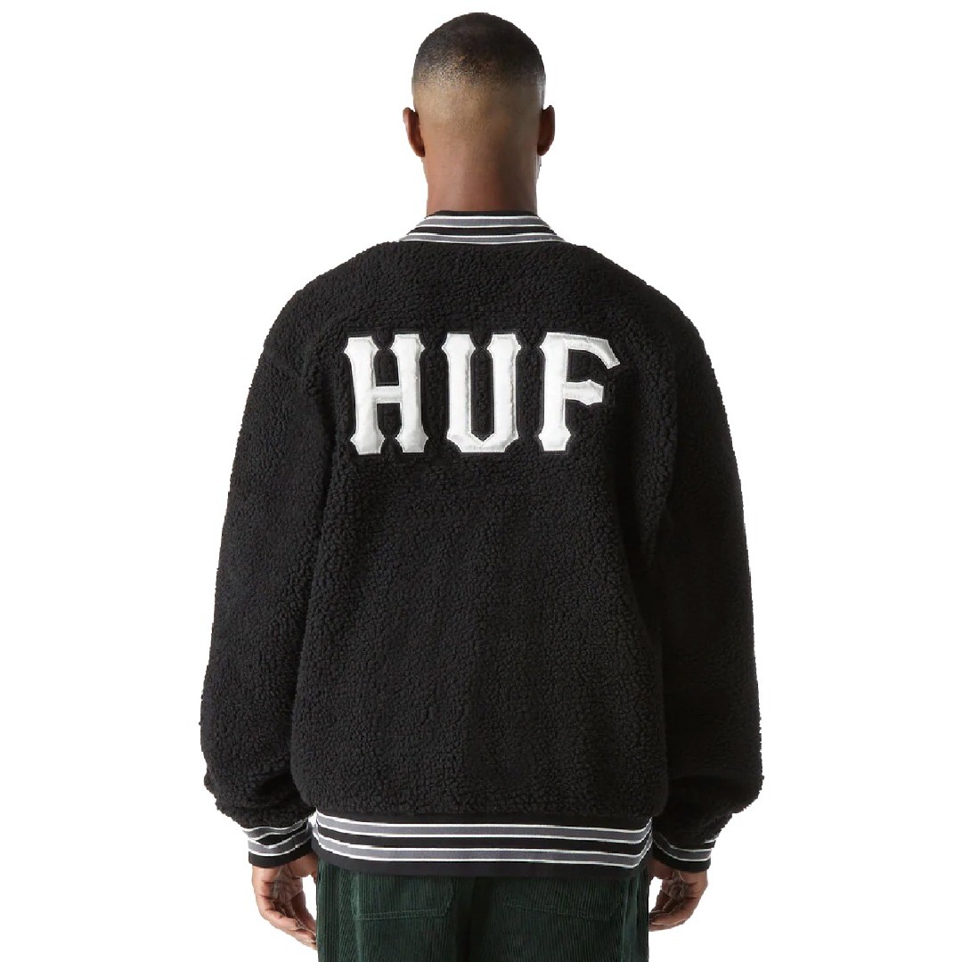 HUF SHERPA VARSITY JACKET JK00379-BLACK Μαύρο