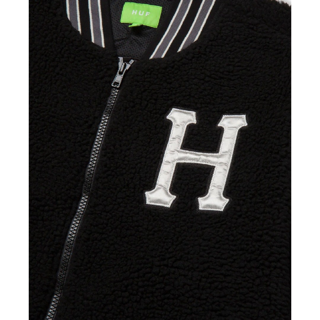 HUF SHERPA VARSITY JACKET JK00379-BLACK Μαύρο