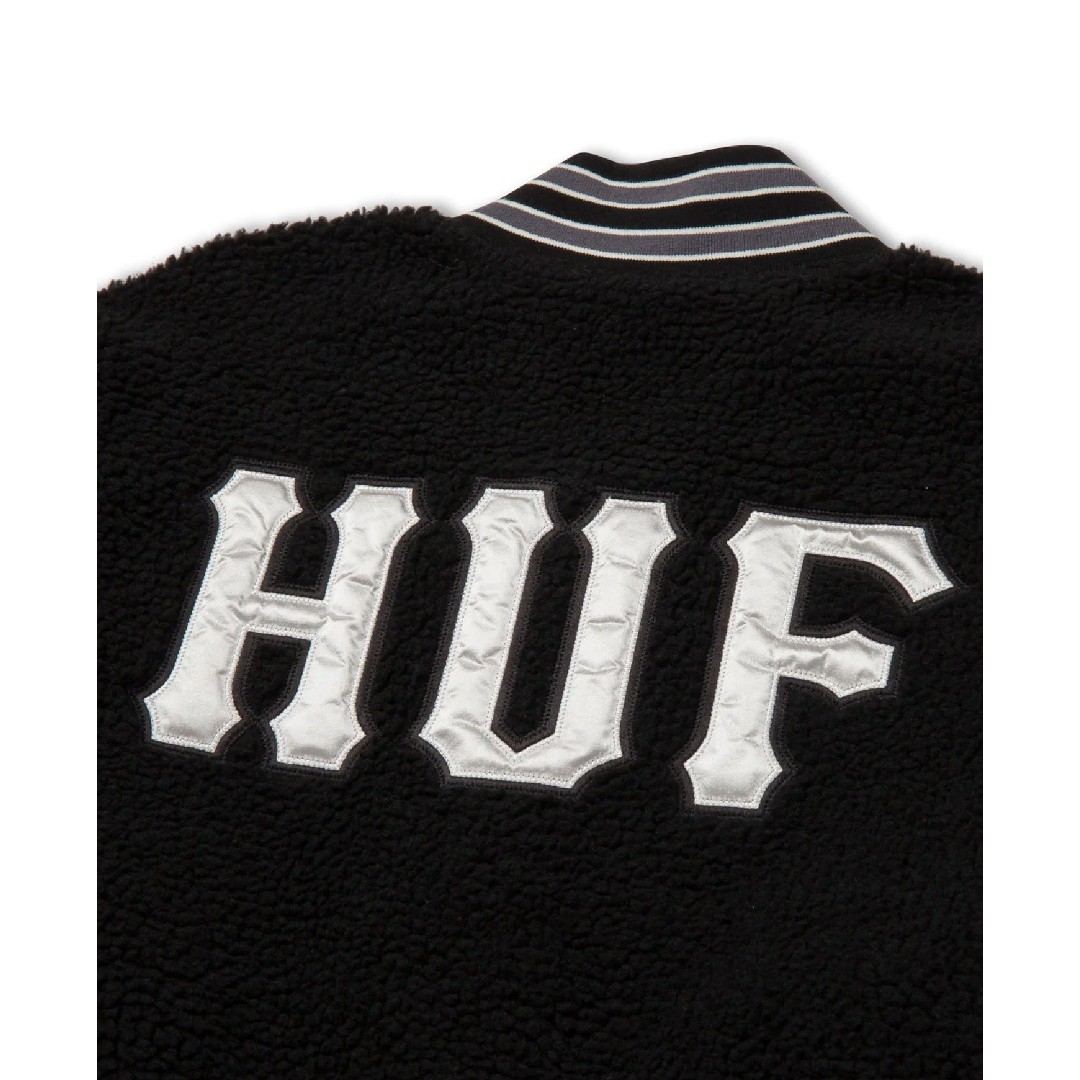 HUF SHERPA VARSITY JACKET JK00379-BLACK Μαύρο