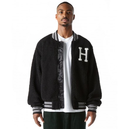 HUF SHERPA VARSITY JACKET JK00379-BLACK Μαύρο