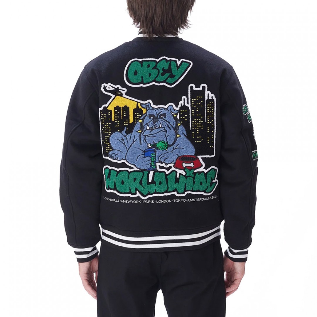 OBEY ROLL CALL VARSITY JACKET 121800552-BLK Μαύρο