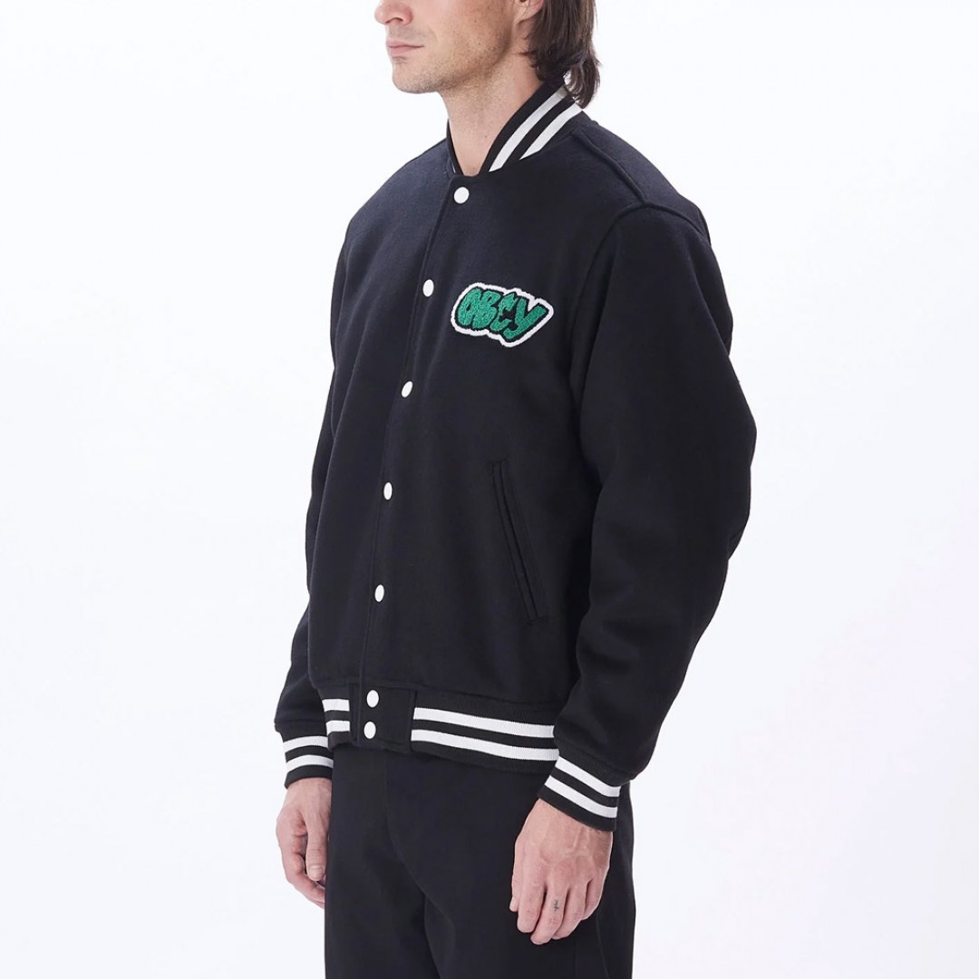 OBEY ROLL CALL VARSITY JACKET 121800552-BLK Μαύρο
