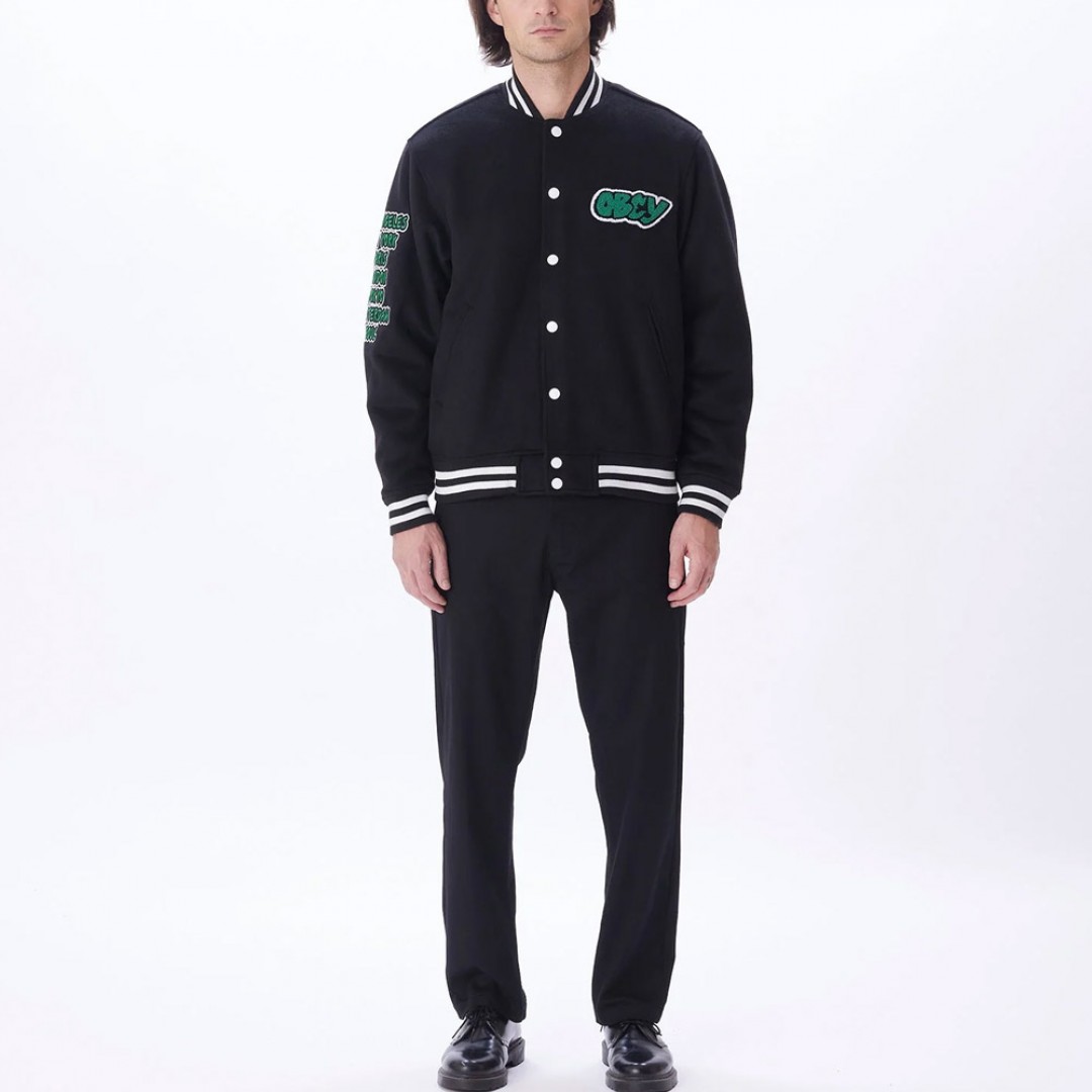 OBEY ROLL CALL VARSITY JACKET 121800552-BLK Μαύρο
