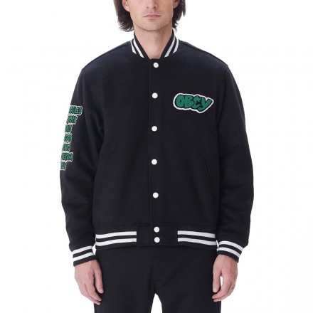 OBEY ROLL CALL VARSITY JACKET 121800552-BLK Μαύρο
