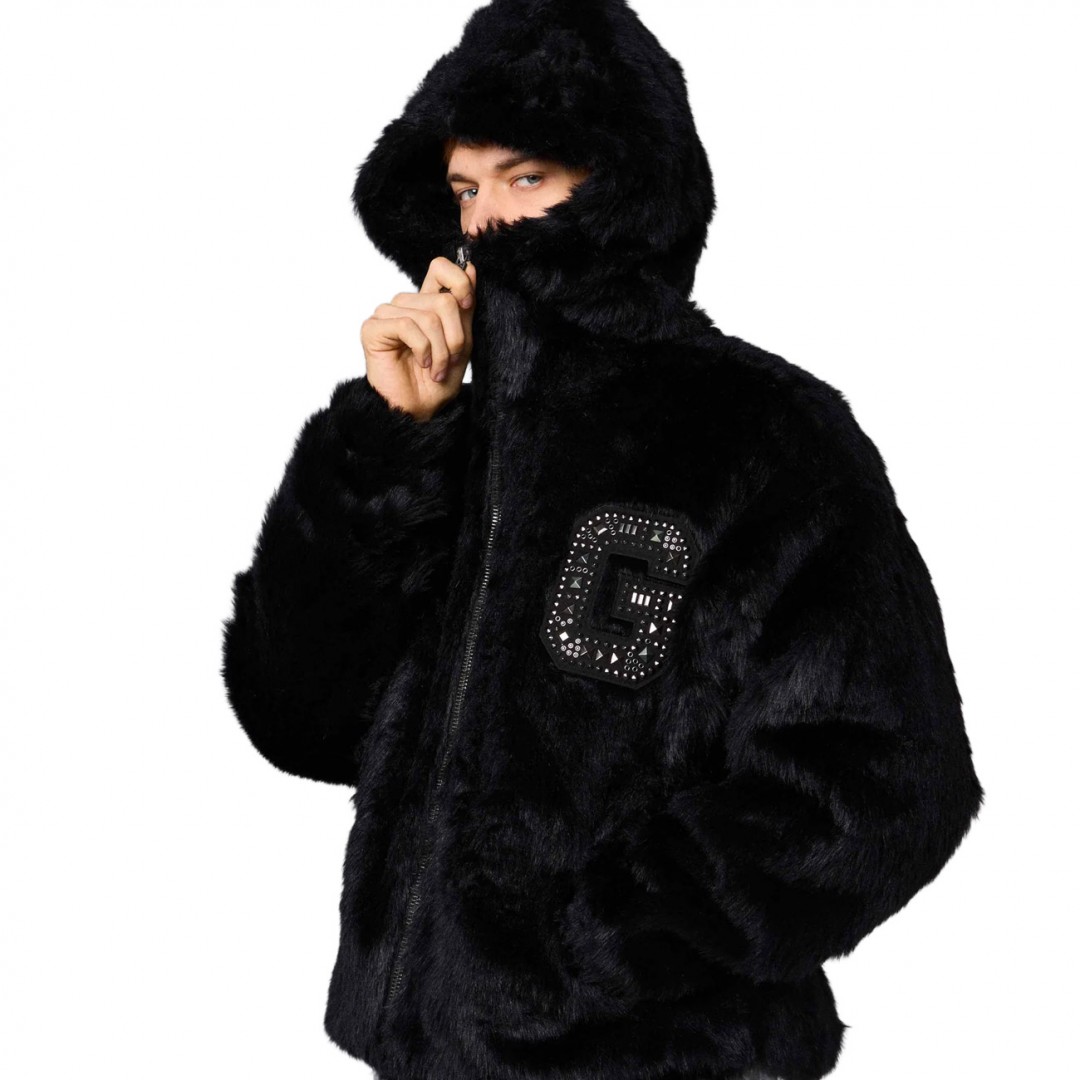 GRIMEY ROYAL PAW FAUX FUR HOODED JACKET GFHJ195-BLK Black
