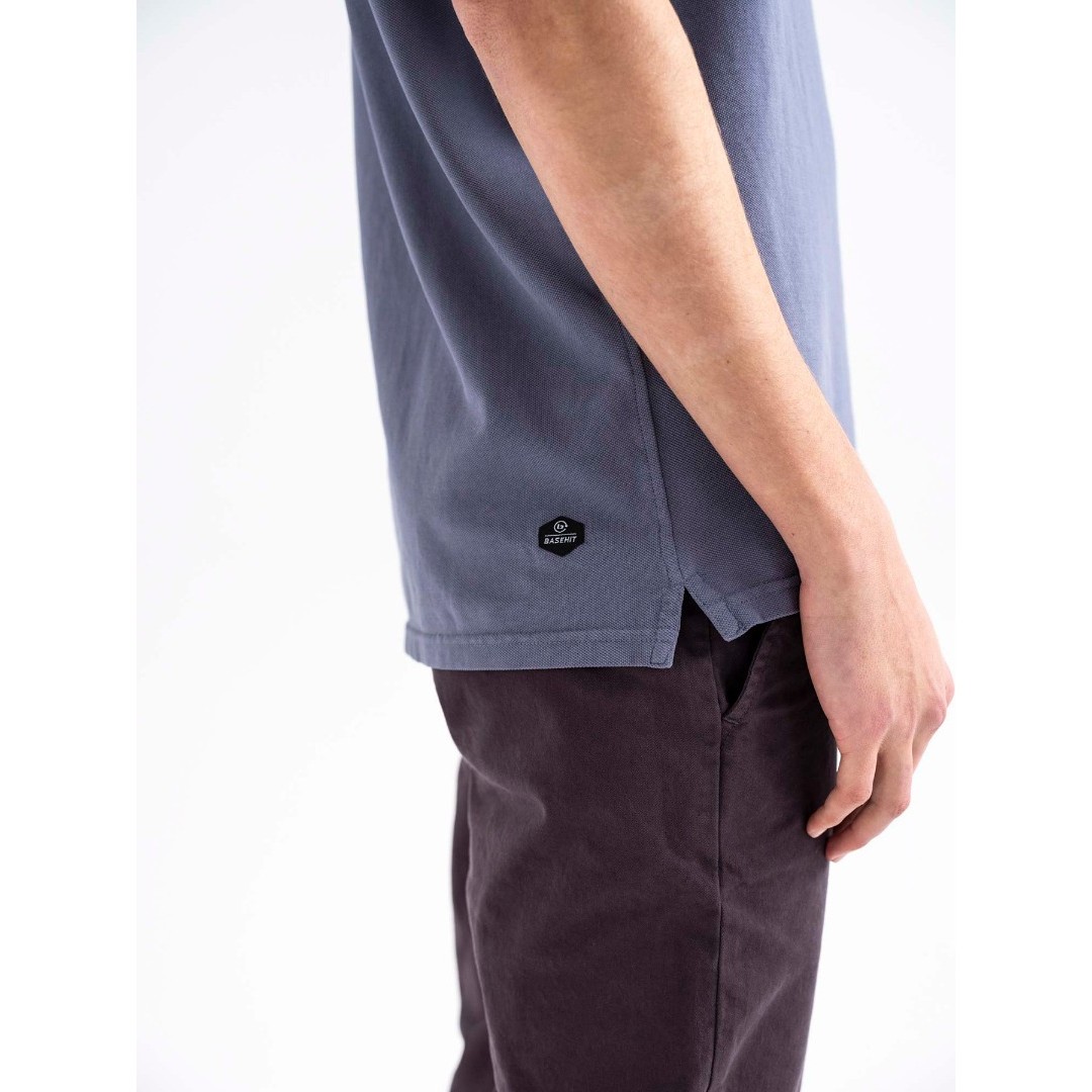 BASEHIT MEN'S GARMENT DYED POLO 201.BM35.70GD-GD STONE BLUE Μπλε