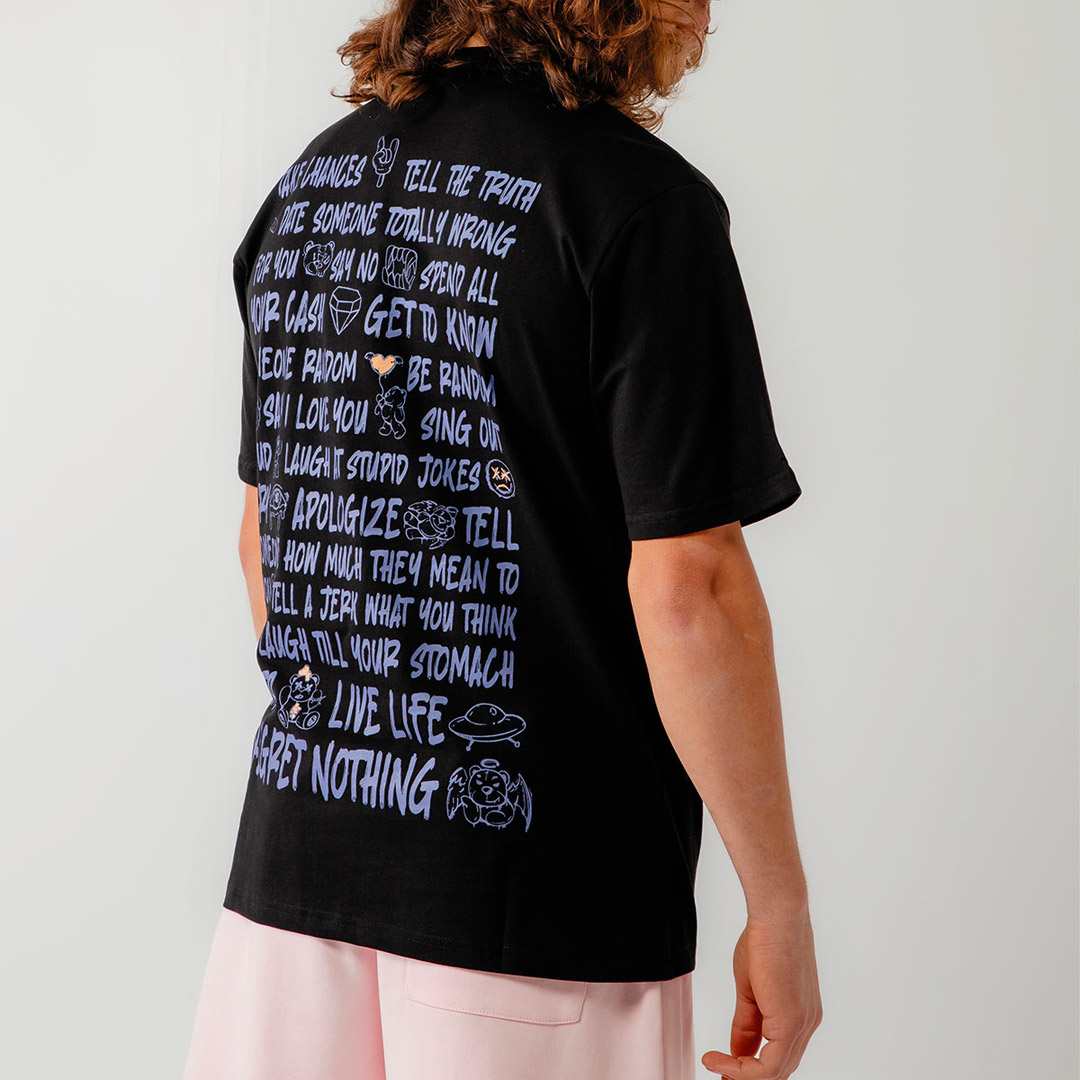 BEE UNUSUAL REGRET NOTHING RELAXED T-SHIRT AT-251338-BLACK Black