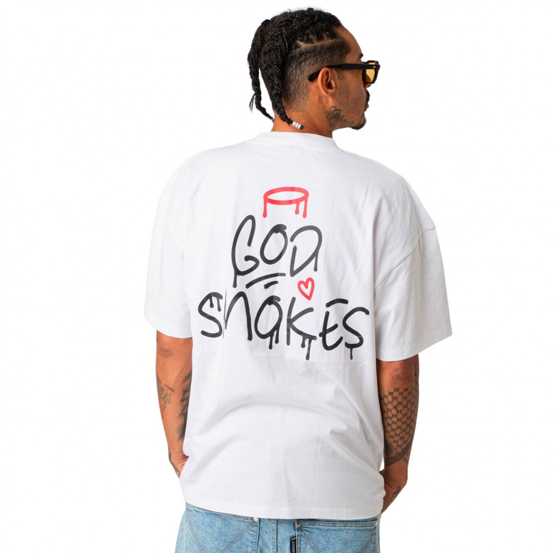 BEE UNUSUAL GOD SMOKES OVERSIZED T-SHIRT AT-251342-WHITE Λευκό