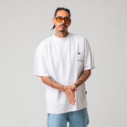 BEE UNUSUAL GOD SMOKES OVERSIZED T-SHIRT AT-251342-WHITE Λευκό