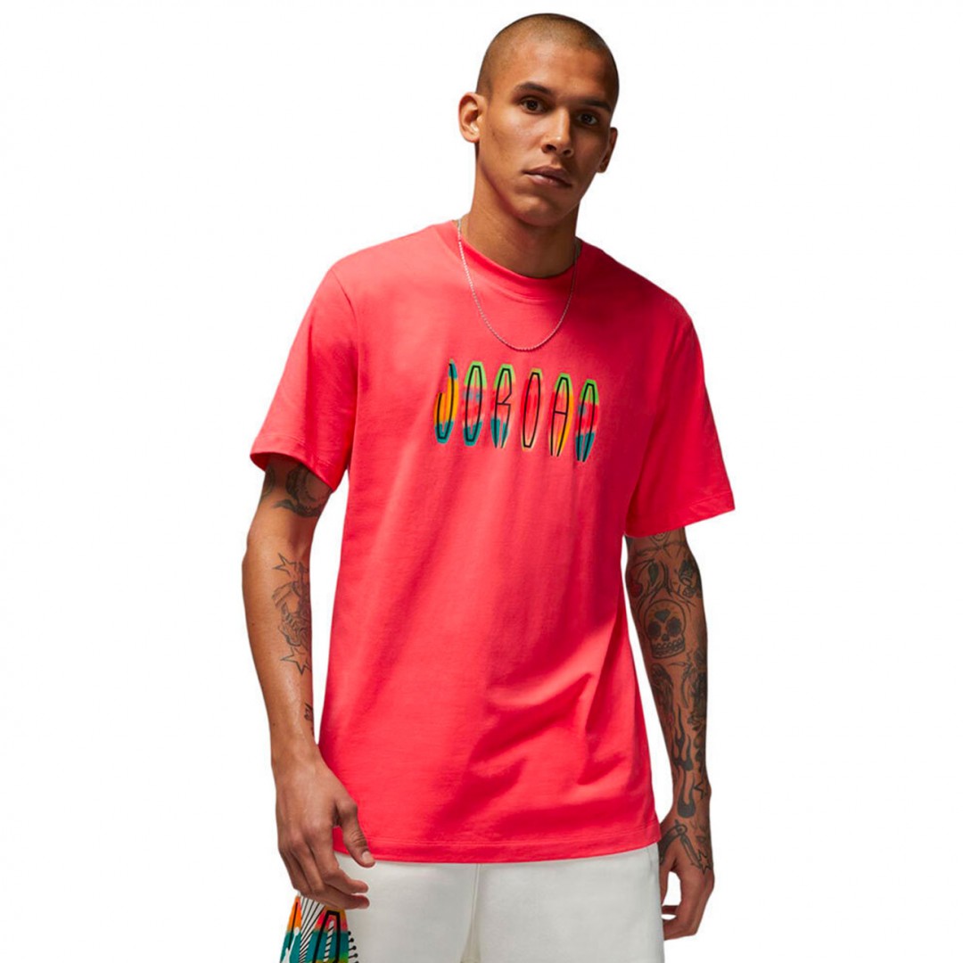 JORDAN M J FLT MVP SS WORDMARK CREW DQ7366-850 Coral