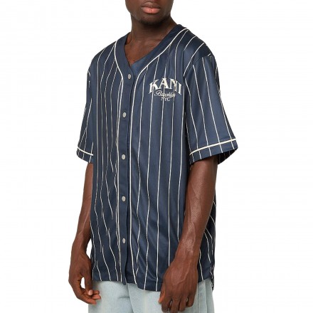KARL KANI PINSTRIPE BASEBALL JERSEY KM253-003-1-BLUE Blue