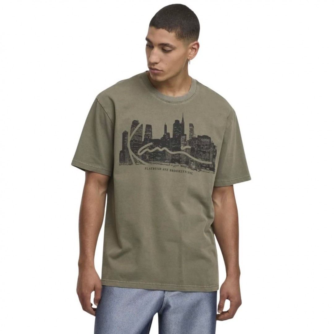 KARL KANI SIGNATURE SKYLINE WASHED BOXY T-SHIRT KM261-003-2-GREEN Πράσινο