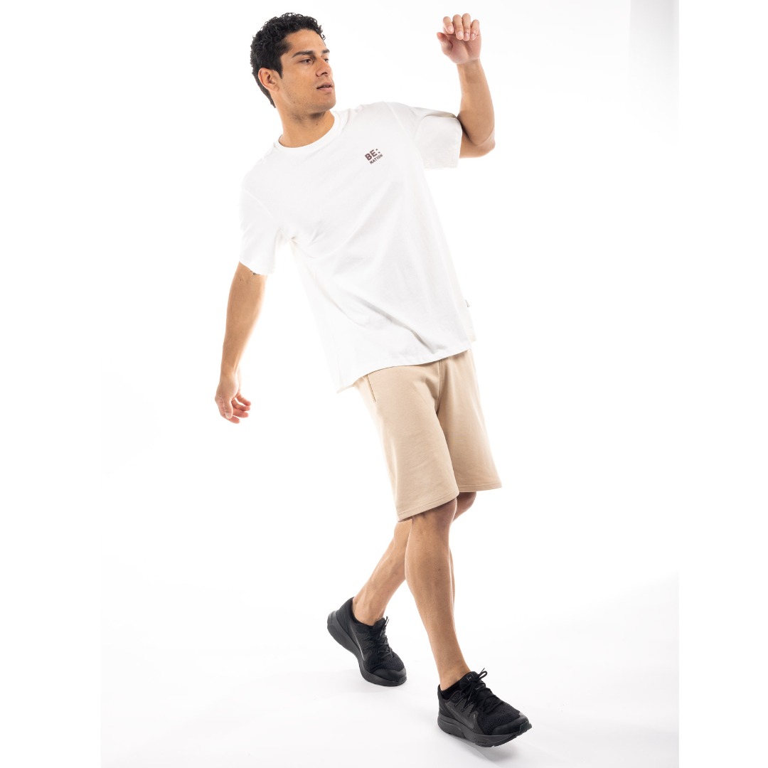 BE:NATION OVERSIZED GEO MAP S/S TEE 05312308-2A Εκρού