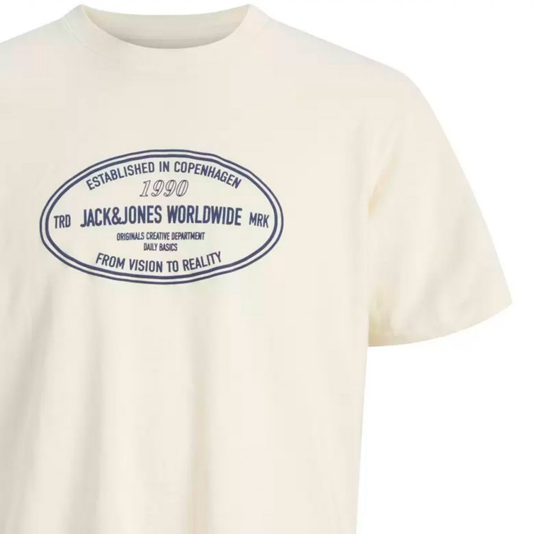 JACK & JONES JORYORK FRONT TEE SS CREW NECK 12283800-ANTIQUE WHITE Εκρού