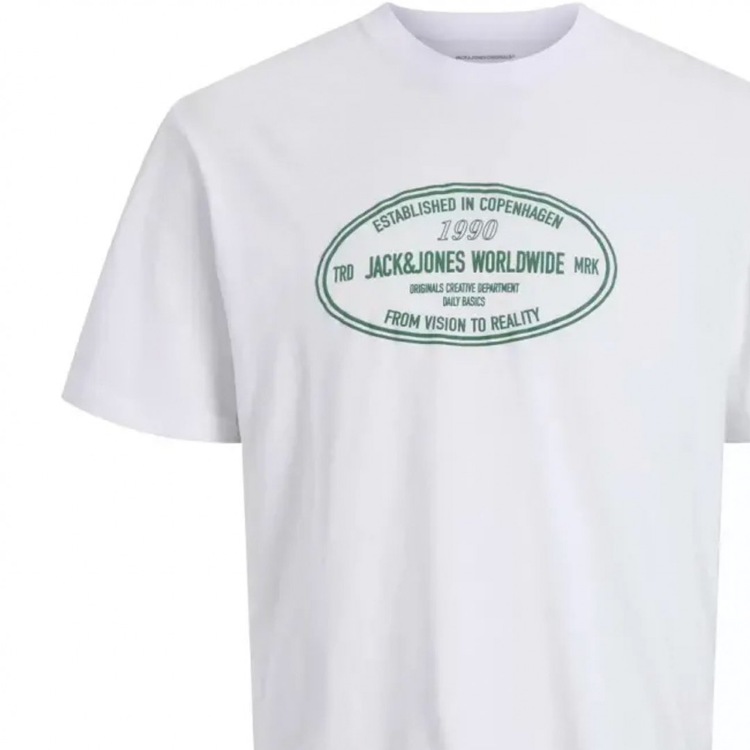 JACK & JONES JORYORK FRONT TEE SS CREW NECK 12283800-BRIGHT WHITE Λευκό