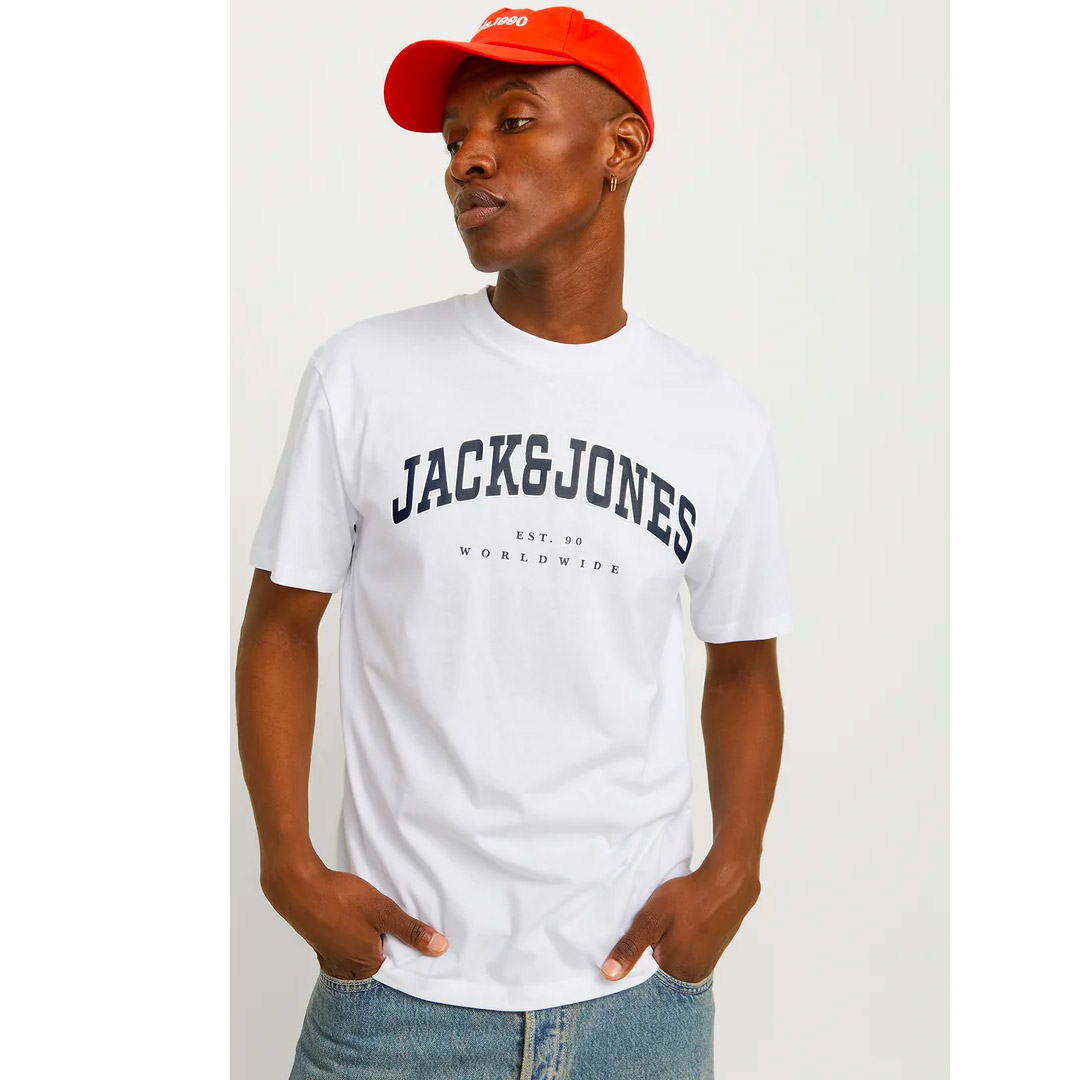 JACK & JONES JJECALEB VARSITY TEE SS 12257579-4552089 WHITE Λευκό