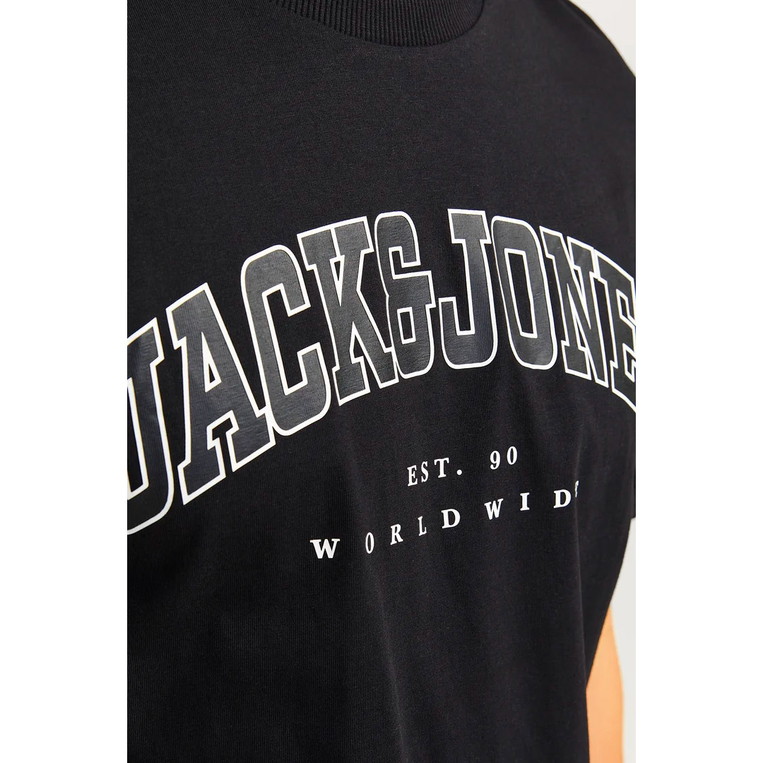 JACK & JONES JJECALEB VARSITY TEE SS 12257579-4517369 BLACK Μαύρο