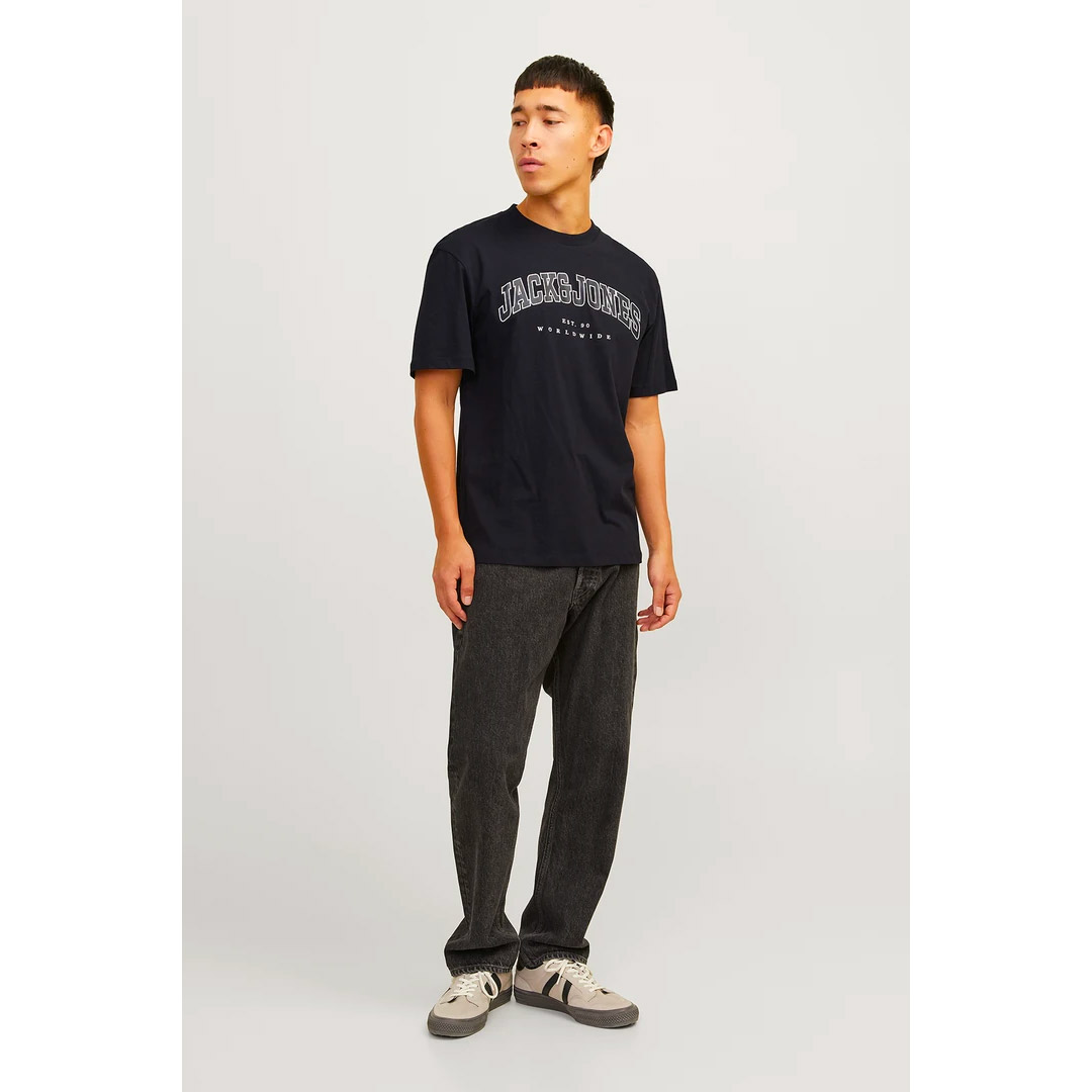 JACK & JONES JJECALEB VARSITY TEE SS 12257579-4517369 BLACK Μαύρο