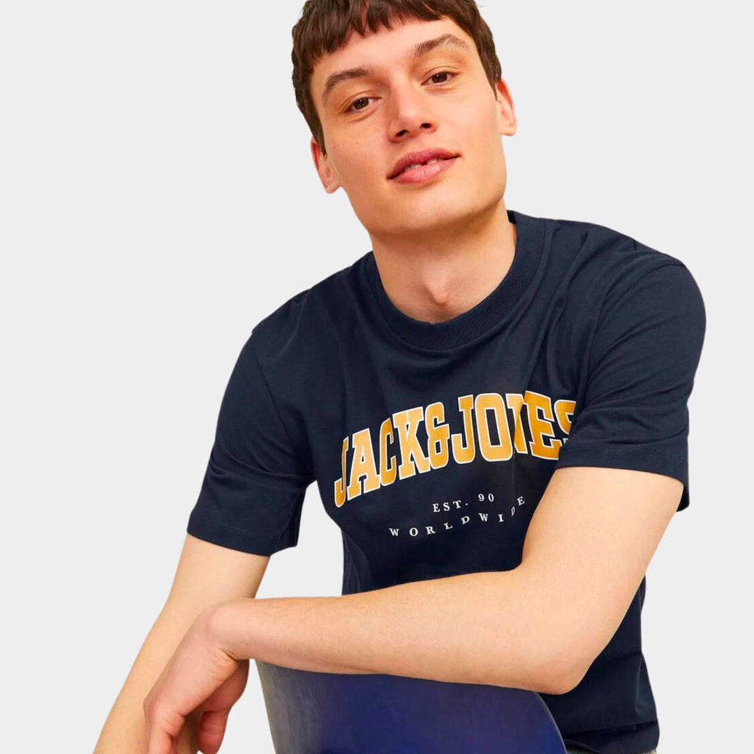 JACK & JONES JJECALEB VARSITY TEE SS 12257579-4517370 NAVY BLAZER Μπλε