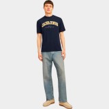 JACK & JONES JJECALEB VARSITY TEE SS 12257579-4517370 NAVY BLAZER Μπλε Εικόνα 4