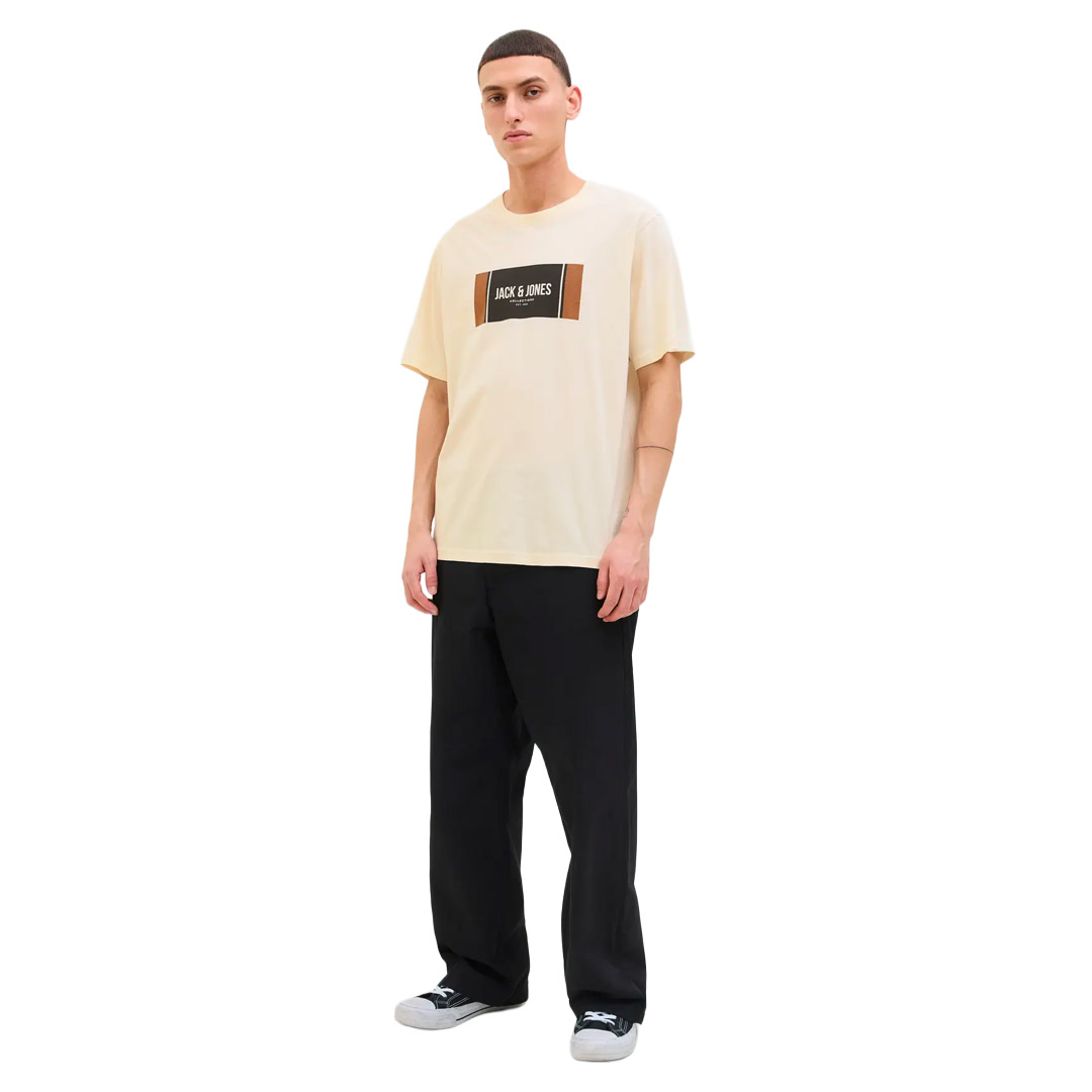 JACK & JONES JJHAYATO TEE SS CREW NECK BTS LN 12278508-4776199 Εκρού